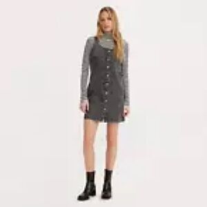 NWT Levi Strauss Tuli Denim Black Stonewash Mini Dress |Size XL